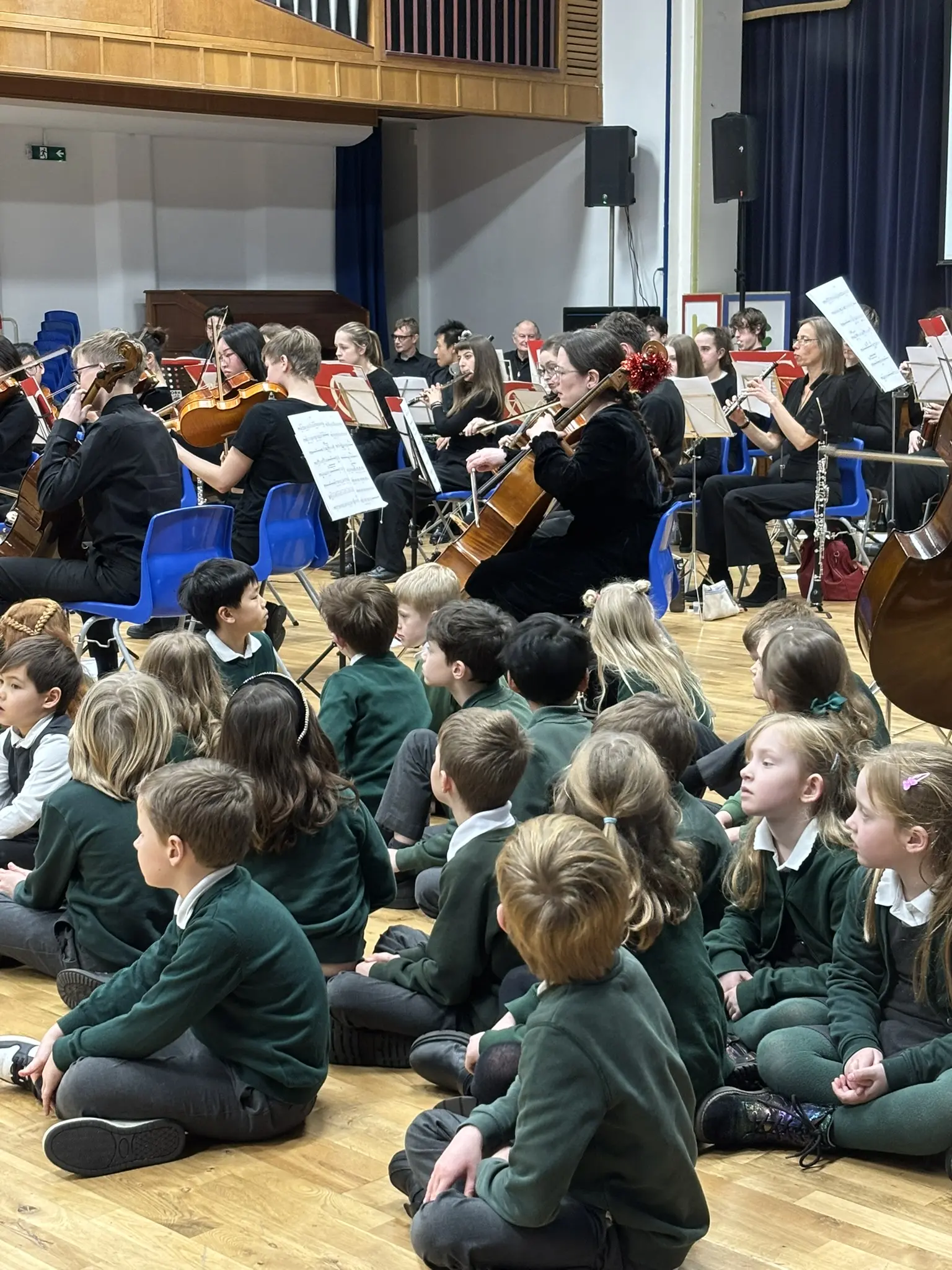 York Youth Orchestra performing with local primary school pupils at Millthorpe School